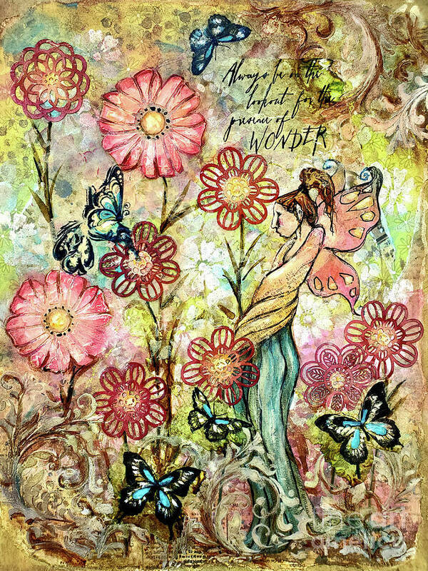 Fairy Art Print featuring the mixed media Presence of Wonder by Zan Savage