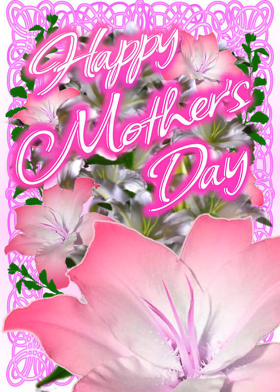 Pretty Art Print featuring the digital art Pretty Pink Mother's Day Cards by Delynn Addams