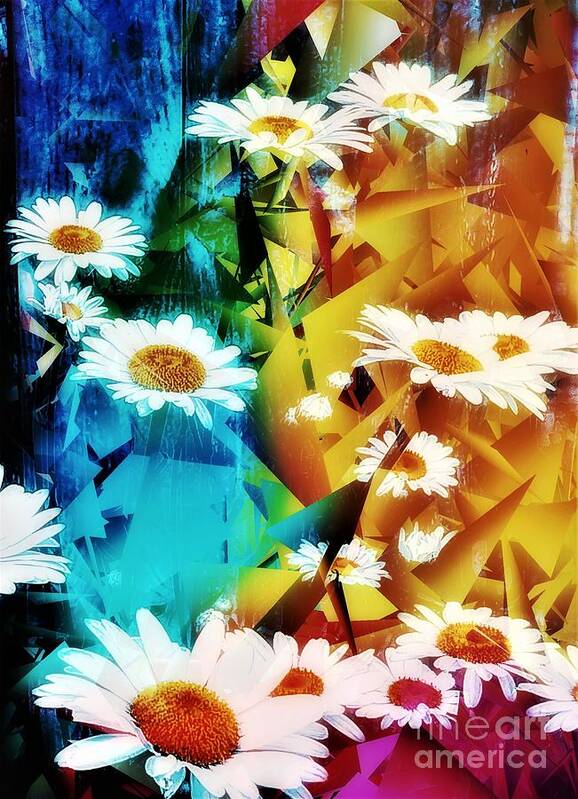 Daisy Art Print featuring the digital art Primary Daisy by Jacqueline McReynolds