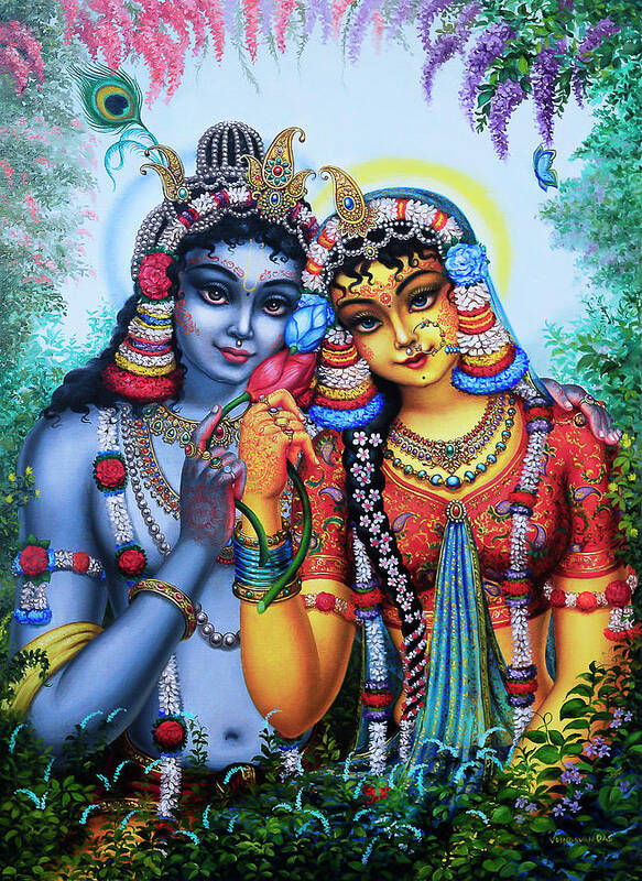 Krishna Art Print featuring the painting Radha Kunjabihari by Vrindavan Das