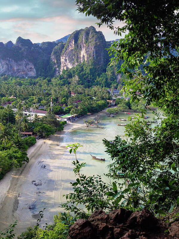 Railay Bay Art Print featuring the photograph Railay Bay Viewpoint from steep hike, Karabi Thailand by Christine Ley