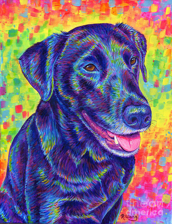 Labrador Retriever Art Print featuring the painting Rainbow Labrador Retriever by Rebecca Wang