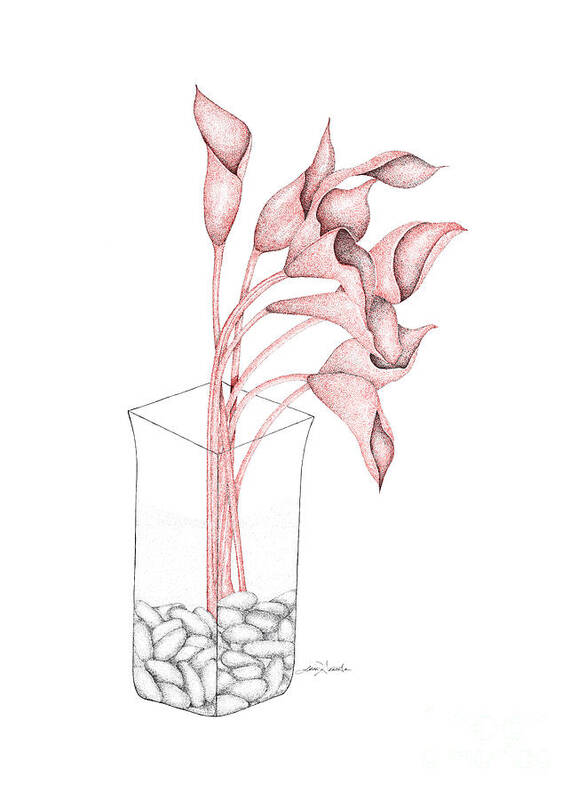 Drawing Art Print featuring the drawing Red Lilies by Lisa Senette