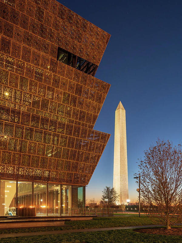 African American Museum Art Print featuring the photograph Reflection of Washington Monument by Steven Heap