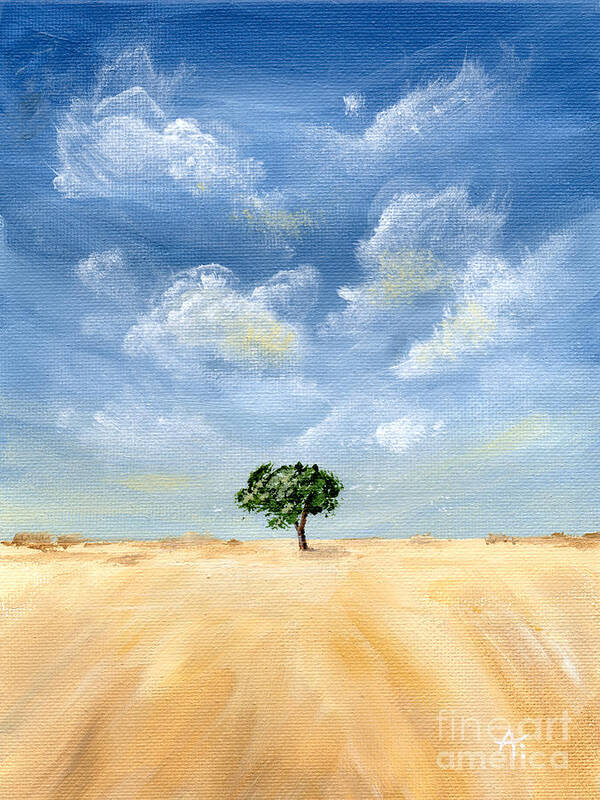 Tree Art Print featuring the painting Resting Place - Landscape Painting by Annie Troe
