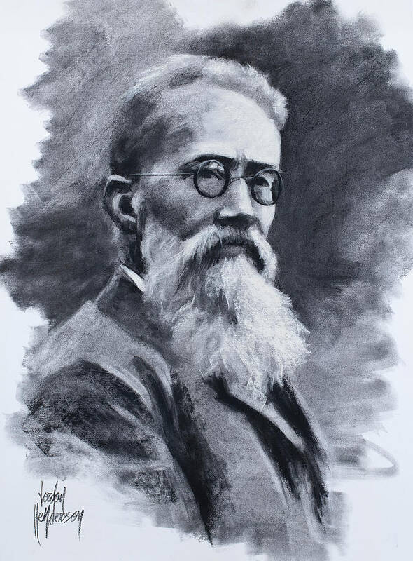 Charcoal Art Print featuring the drawing Rimsky Korsakov by Jordan Henderson