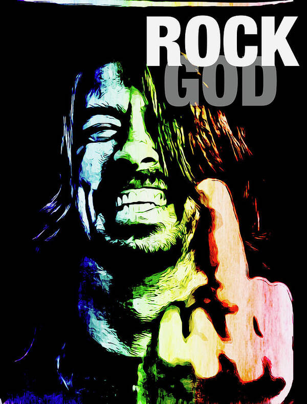 Dave Grohl Art Print featuring the digital art Rock God by Christina Rick