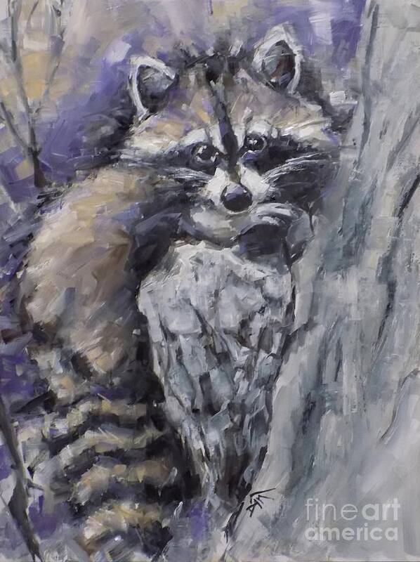 Raccoon Art Print featuring the painting Rocky Raccoon by Dan Campbell