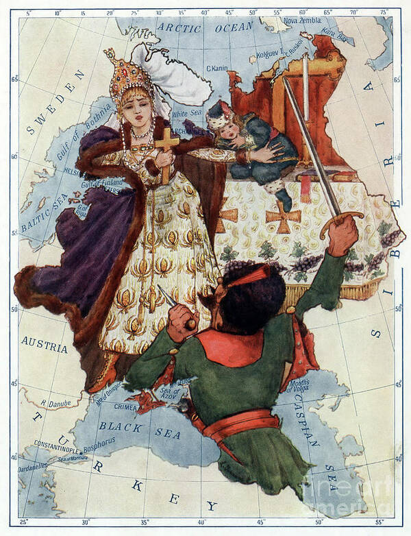 1912 Art Print featuring the drawing Russia. His Mother Strives to Protect the Little Tsar Peter by Lilian Tennant