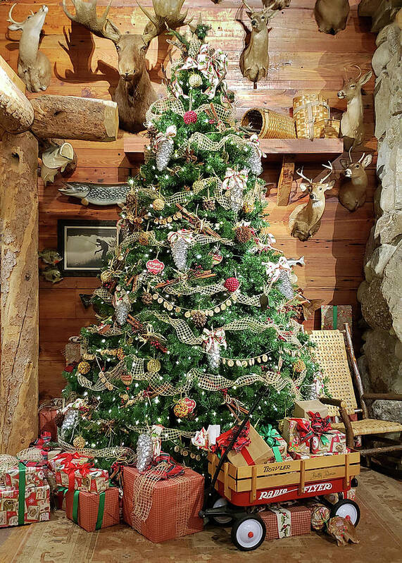 Christmas Art Print featuring the photograph Rustic Cabin Christmas Tree by Betty Denise