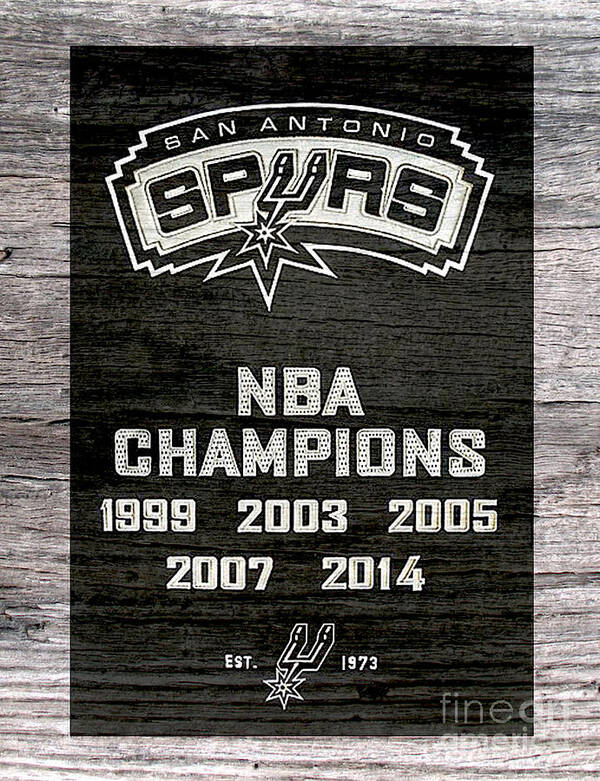Banner Art Print featuring the digital art San Antonio Spurs NBA Champions by Steven Parker