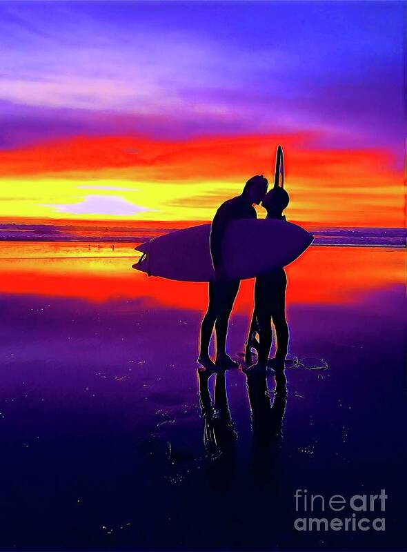 Surf Art Print featuring the digital art San Elijo by Denise Railey