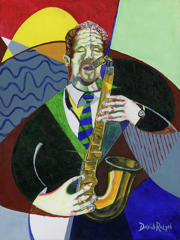 Music Art Print featuring the painting Sax Solo by David Ralph