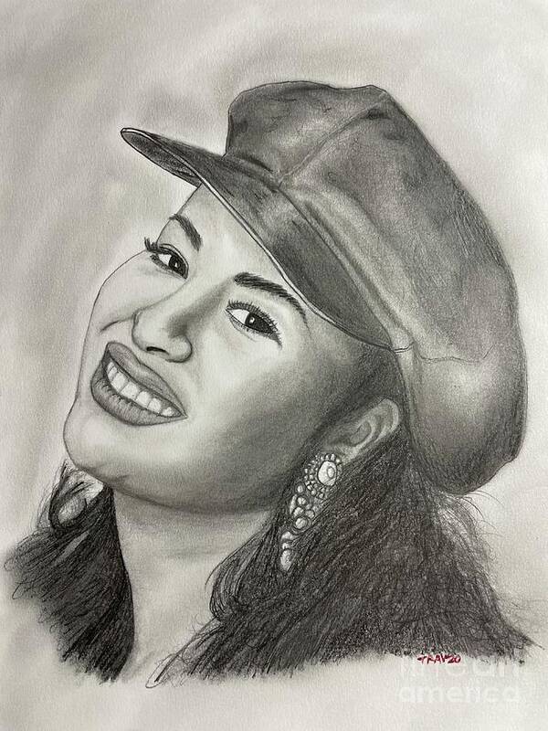 Celebrity Art Print featuring the drawing Selena by Travis Smith