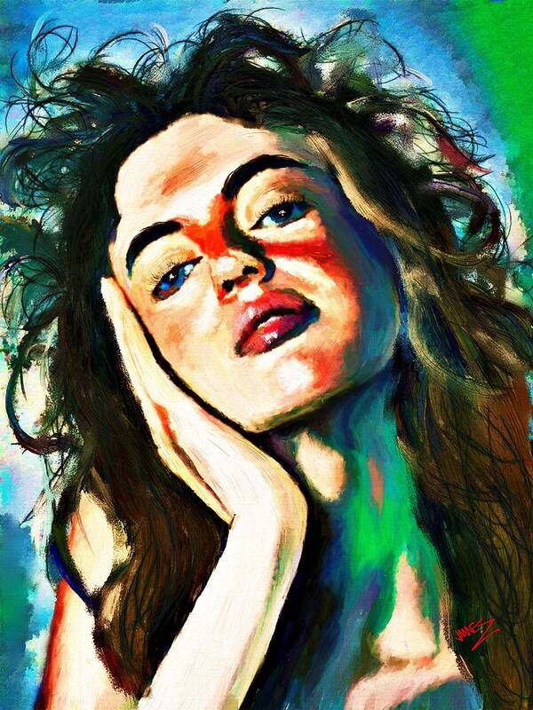 Portrait Art Print featuring the painting Portrait Sensual Beauty Catalina by James Shepherd