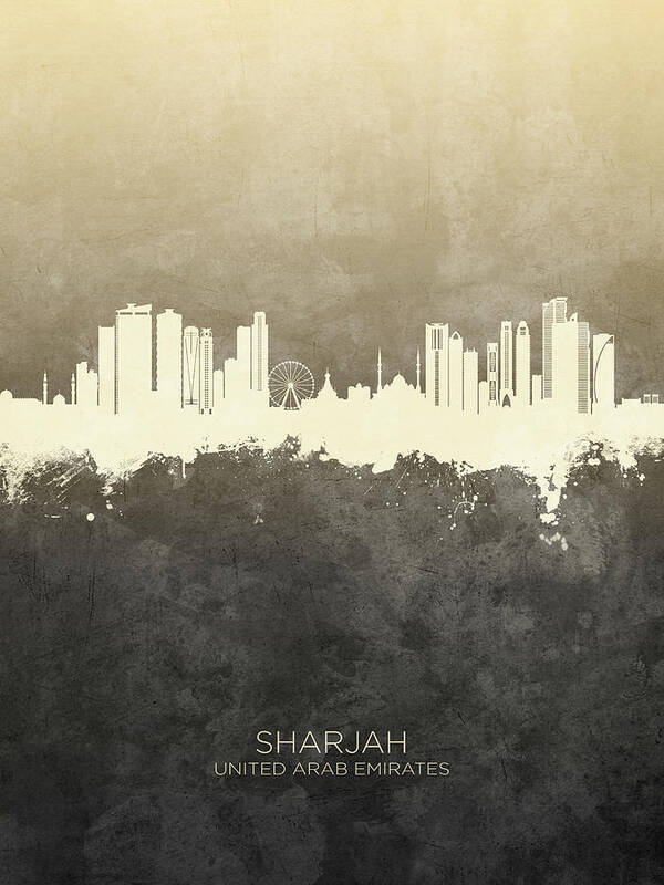Sharjah Art Print featuring the digital art Sharjah Skyline #28 by Michael Tompsett