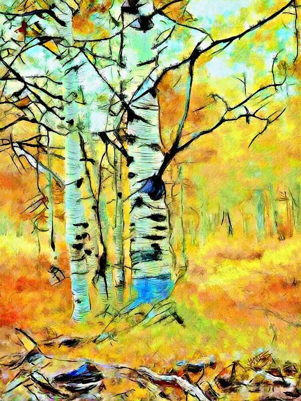 Landscape Art Print featuring the painting Silver Birches by James Shepherd