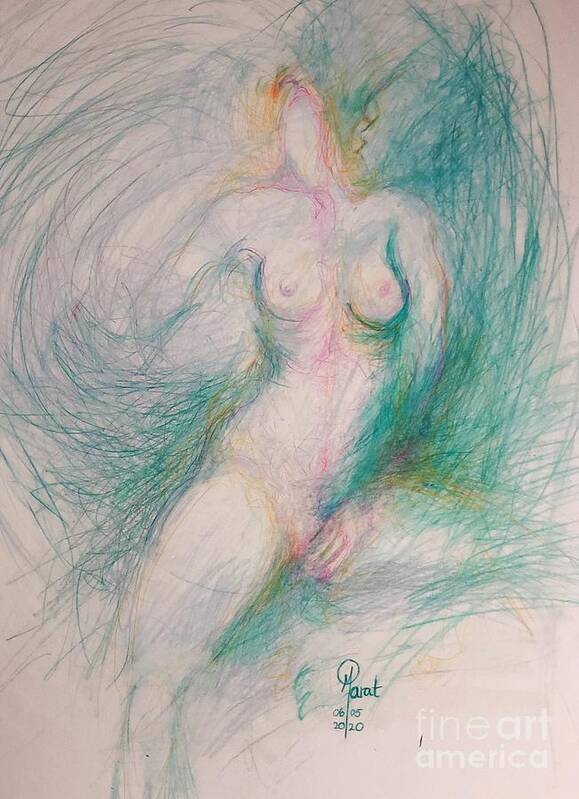 Erotic Masturbating Woman Sensual Art Print featuring the photograph Sketch by Marat Essex