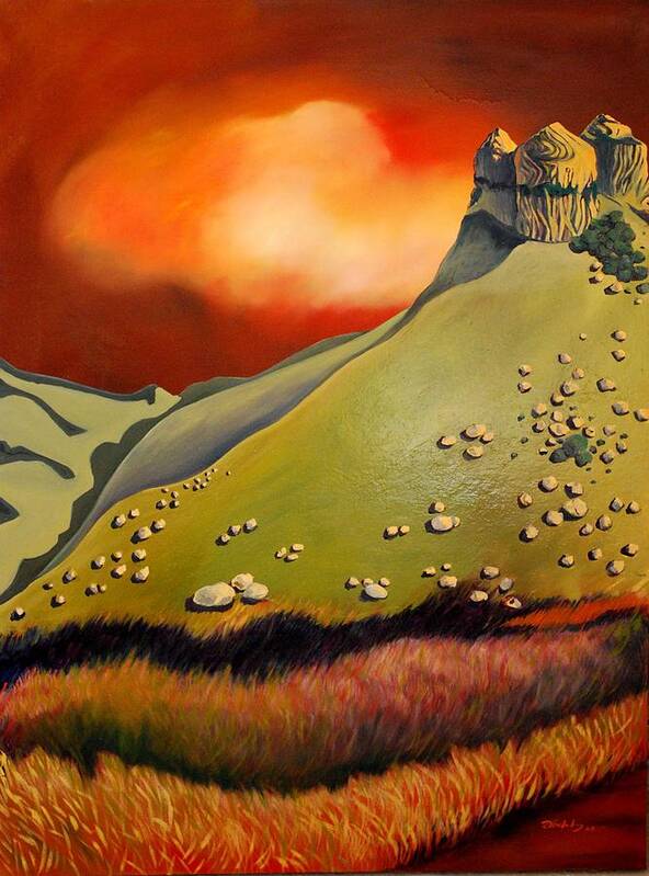 Hills Art Print featuring the painting Soft Hills by Franci Hepburn