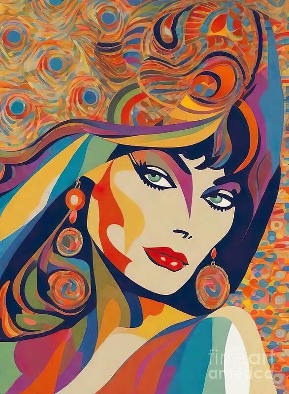 Sophia Loren Art Print featuring the digital art Sophia Loren Abstract Portrait by Movie World Posters