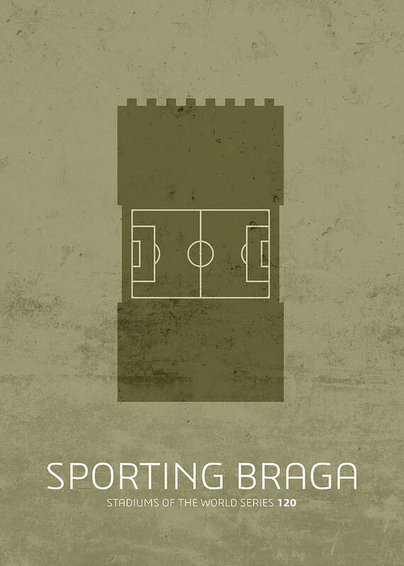 Sporting Art Print featuring the mixed media Sporting Braga Stadium Football Soccer Minimalist Series by Design Turnpike