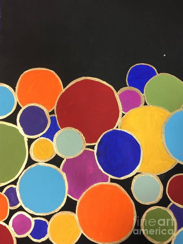 Abstracts Art Print featuring the painting Stainglass Circles by Debora Sanders
