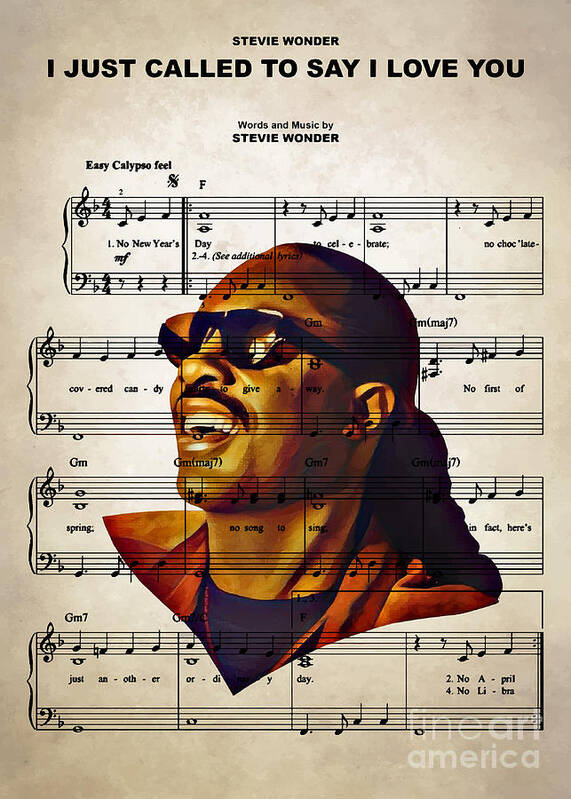 Stevie Wonder Art Print featuring the digital art Stevie Wonder - I Just Called To Say I Love You by Bo Kev