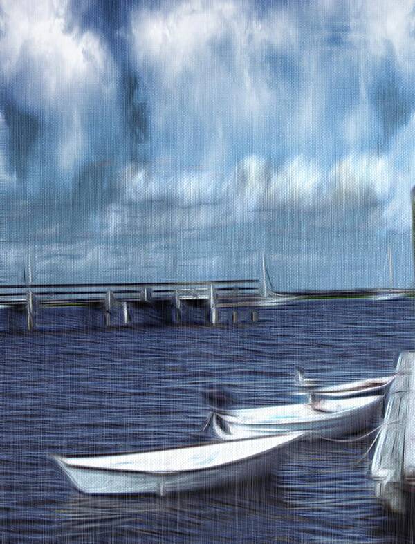 Stormy Sea With Rowboat Photo Art Print featuring the mixed media Stormy Seas with Rowboats by Bob Pardue