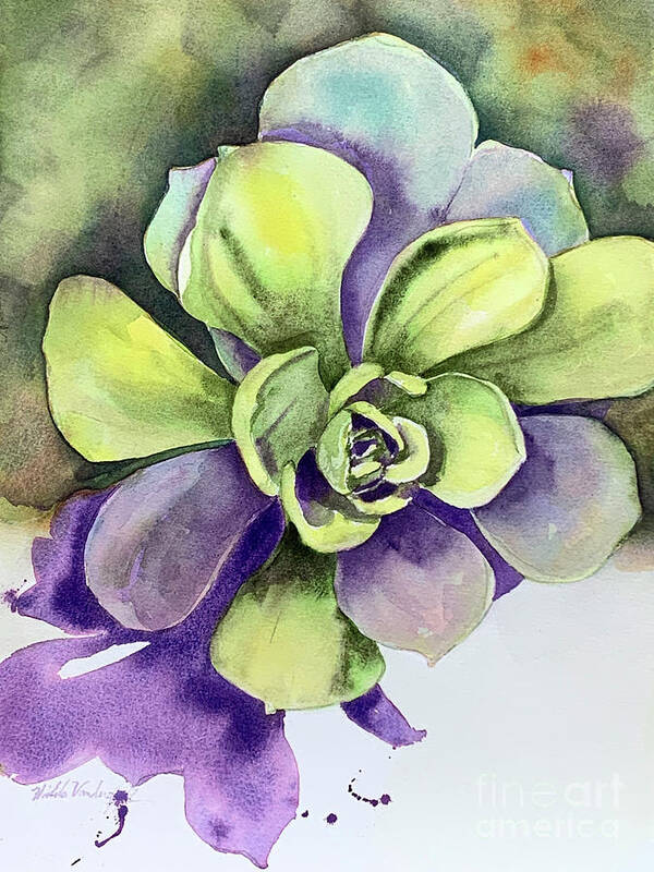 Succulent Art Print featuring the painting Succulent Plant by Hilda Vandergriff
