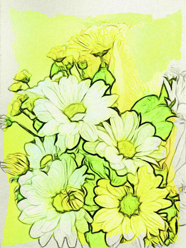 White Daisies Art Print featuring the photograph Summer Fresh Daisies by Leslie Montgomery