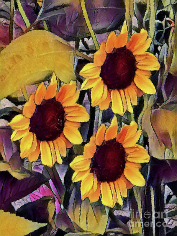 Sunflowers Art Print featuring the photograph Sunflowers by Yvonne Johnstone