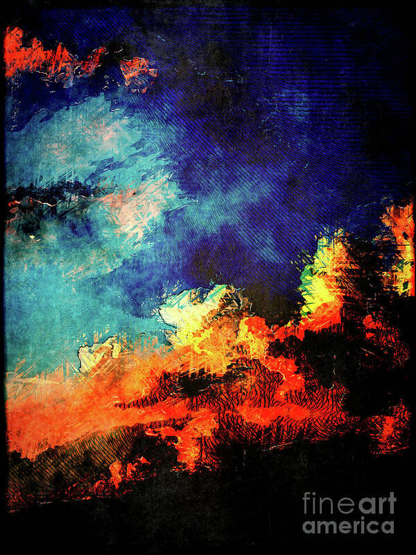 Sunset Art Print featuring the digital art Sunset Clouds by Phil Perkins