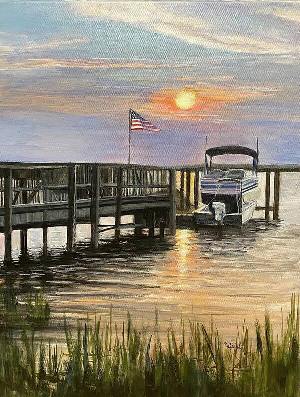 Painting Art Print featuring the painting Sunset in Sea Isle by Paula Pagliughi