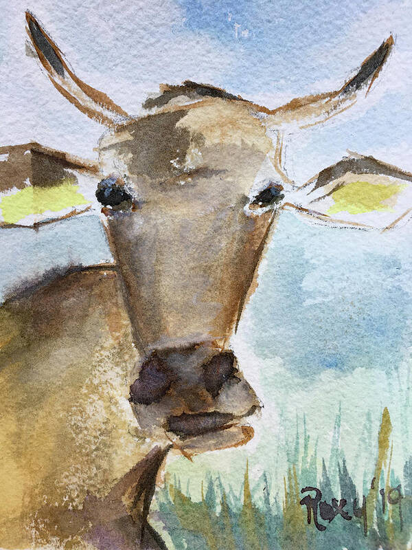 Cow Art Print featuring the painting Sunshine by Roxy Rich