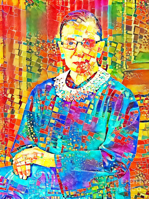 Wingsdomain Art Print featuring the photograph Supreme Court Justice Ruth Ginsburg Notorious RBG in Vibrant Contemporary Mosaic 20201011 v3 by Wingsdomain Art and Photography