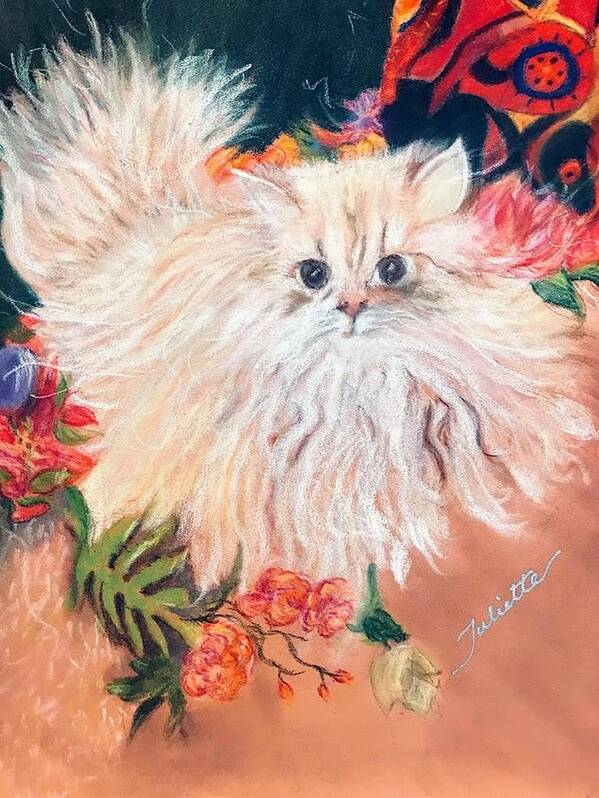 Persian Cat Art Print featuring the pastel Tawny by Juliette Becker