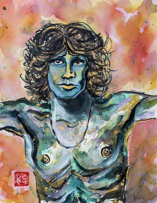 The Doors Art Print featuring the painting The Lizard King by Kim Sowa