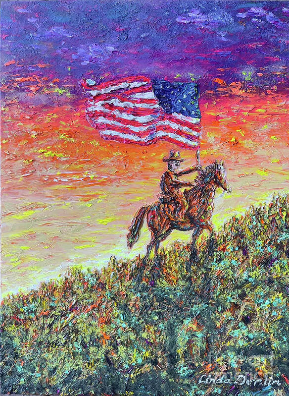 Theodore Roosevelt Art Print featuring the painting The Magic of Medora by Linda Donlin