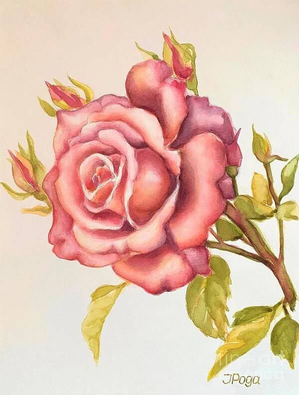 Rose Art Print featuring the painting The Morning Rose by Inese Poga