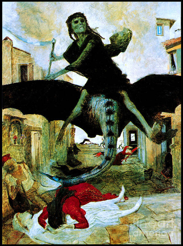 Romanticism Art Print featuring the painting The Plague 1898 by Arnold Bocklin