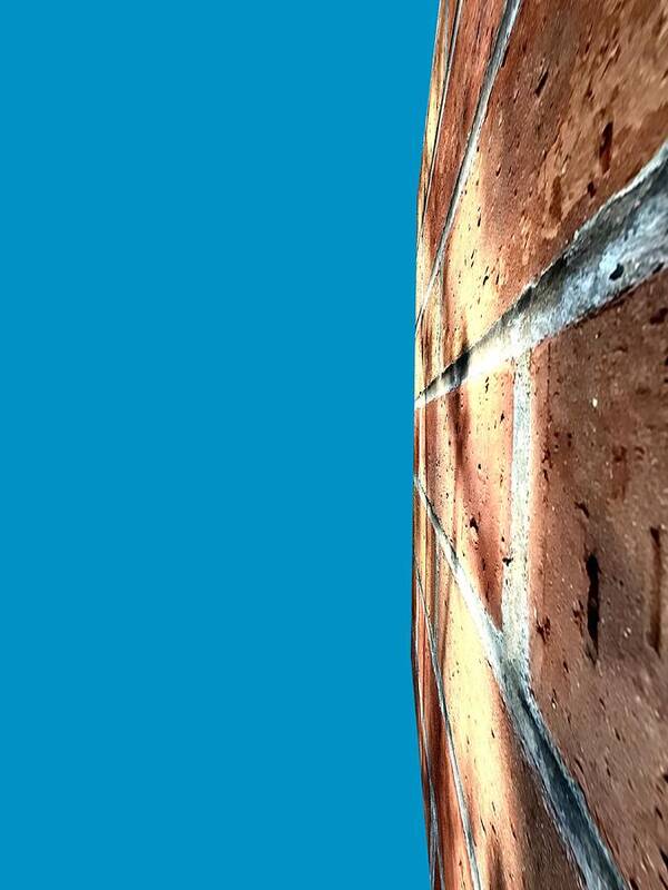 Road Art Print featuring the photograph The road ahead brick wall with blue background by Itsonlythemoon