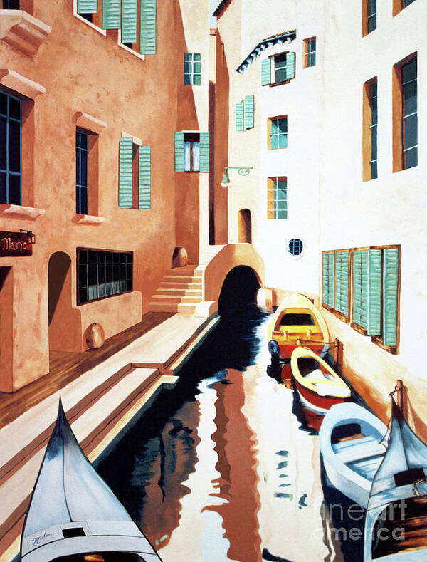 Italy Art Print featuring the painting THE STREETS OF VENICE - prints of Oil Painting by Mary Grden