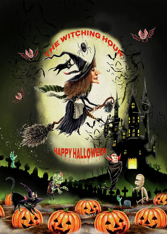 Halloween Art Print featuring the mixed media The Witching Hour by Colleen Taylor