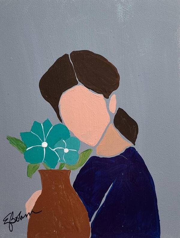  Art Print featuring the painting This Girl with Flower by Elise Boam