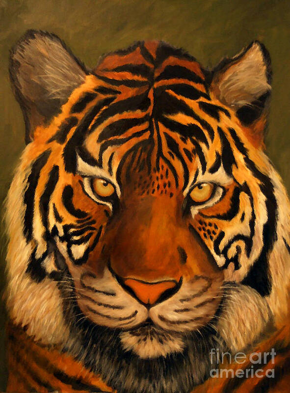 Tiger Art Print featuring the painting Thomas by Nancy Bradley