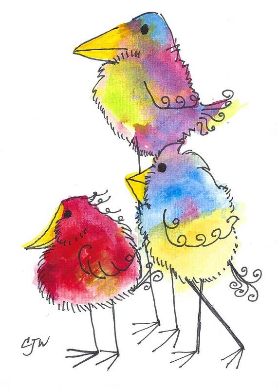 Boop Birds Art Print featuring the painting Boop Birds Go Walking by Cynthia Westbrook