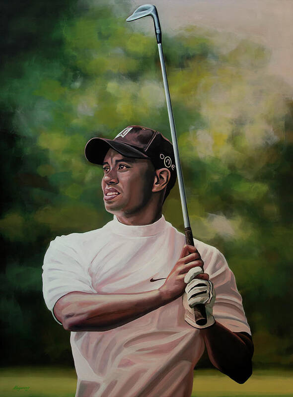 Tiger Woods Art Print featuring the painting Tiger Woods Painting by Paul Meijering