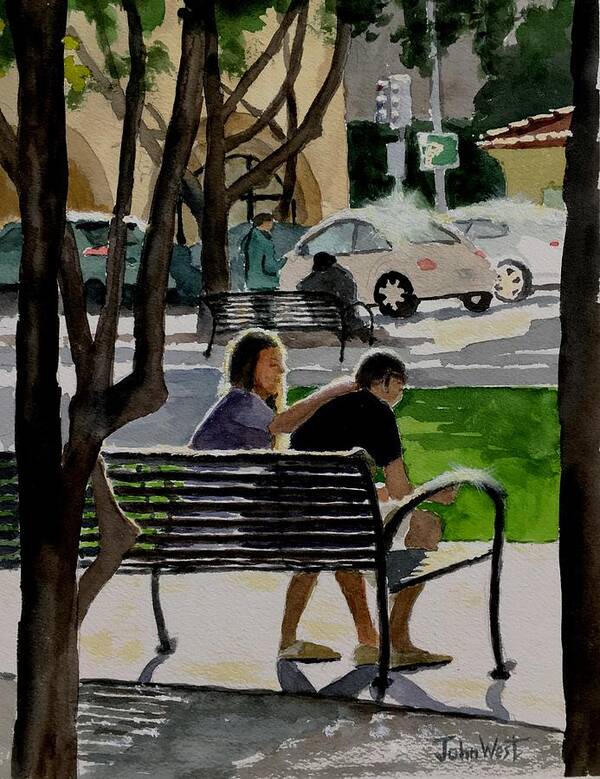 Palo Alto Art Print featuring the painting Touching Moment by John West