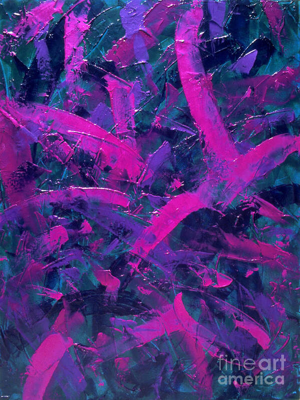 Abstract Art Print featuring the painting Transitions with Turquoise, Lavender and Magenta by Dean Triolo