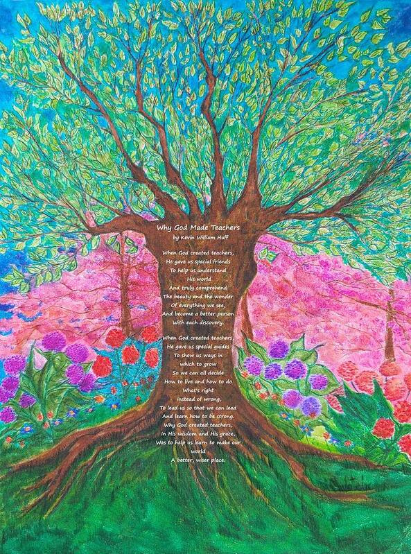  Art Print featuring the painting Tree with Quote by Charlotte Gac